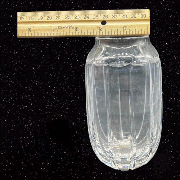 European Art Glass Vase Crystal Clear Mid Century Vintage Glass 6”T 2”W - Picture 6 of 11